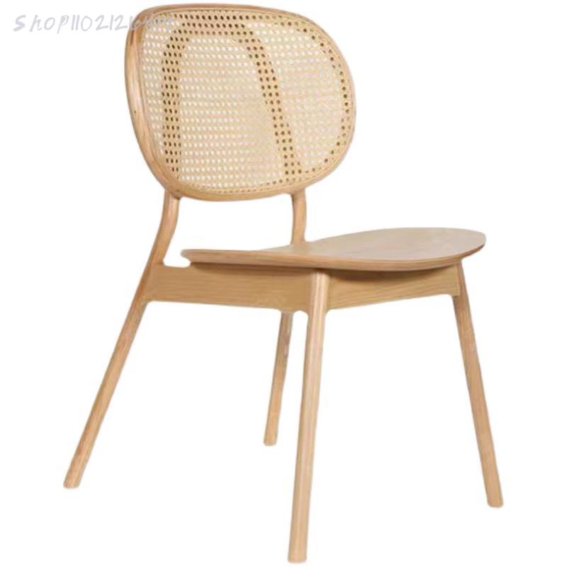 Nordic style simple modern solid wood dining table and chair dining room rattan chair backrest chair soft bag cushion coffee